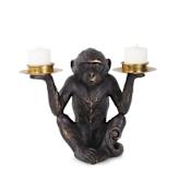 Howard Elliott Barkari Monkey 7.25" Tall Double Tealight Candle Holder Bronze
