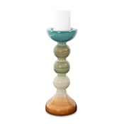 Howard Elliott Capri Stripe 12.5" Tall Glass Pilar Candle Holder Multi-Color