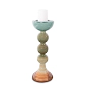 Howard Elliott Capri Stripe 15.25" Tall Glass Pilar Candle Holder Multi-Color