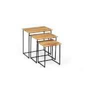 Howard Elliott Avinash Wood Top Metal Nesting Tables - Set of 3 Black