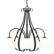 Hubbardton Forge Sweeping Taper 5 Light 24" Wide Chandelier Black / Opal