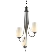Hubbardton Forge Flora 3 Light 16" Wide Chandelier Black / Opal