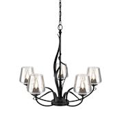 Hubbardton Forge Flora 5 Light 27" Wide Taper Candle Chandelier with Customizable Glass Shade Black / Clear