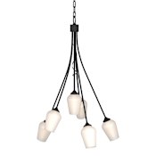 Hubbardton Forge Flora 6 Light 24" Wide Chandelier Black / Opal