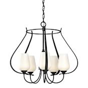 Hubbardton Forge Flora 5 Light 23" Wide Chandelier Black / Opal