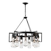 Hubbardton Forge Apothecary 9 Light 35" Wide Chandelier Black / Clear