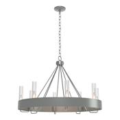 Hubbardton Forge Banded 8 Light 32" Wide Ring Chandelier Vintage Platinum / Clear