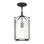 Hubbardton Forge Bow 10" Wide Semi-Flush Ceiling Fixture Black / Clear