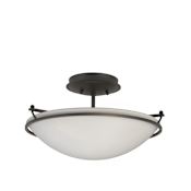 Hubbardton Forge Simple Lines 2 Light 15" Wide Semi-Flush Bowl Ceiling Fixture with Customizable Glass Shade Black / Opal