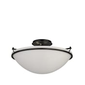Hubbardton Forge Simple Lines 3 Light 17" Wide Semi-Flush Bowl Ceiling Fixture with Customizable Glass Shade Black / Opal