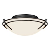 Hubbardton Forge Tryne 2 Light 16" Wide Flush Mount Bowl Ceiling Fixture Black / Opal