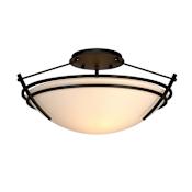 Hubbardton Forge Tryne 2 Light 17" Wide Semi-Flush Bowl Ceiling Fixture Black / Opal