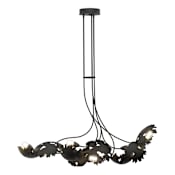 Hubbardton Forge Pangea 6 Light 48" Wide Abstract Linear Pendant Black / Clear / Frosted Diffuser