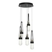 Hubbardton Forge Link 5 Light 13" Wide Multi Light Pendant Black / Clear
