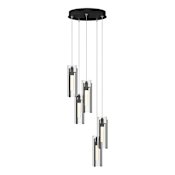 Hubbardton Forge Exos Glass 5 Light 14" Wide Suspension Multi Light Pendant Black / Clear