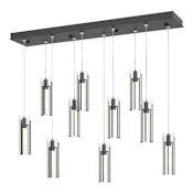 Hubbardton Forge Exos Glass 10 Light 45" Wide LED Multi Light Pendant Black / Clear