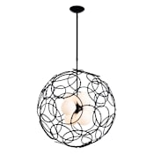 Hubbardton Forge Olympus 6 Light 31" Wide Pendant Black / Opal