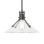 Hubbardton Forge Henry 15" Wide Pendant Black / Clear