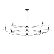 Hubbardton Forge Willow 6 Light 60" Wide Taper Candle Linear Chandelier Black