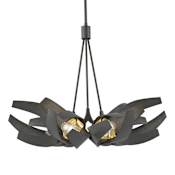 Hubbardton Forge Corona 6 Light 27" Wide LED Multi Light Pendant Black / Brass / Clear