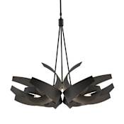 Hubbardton Forge Corona 6 Light 36" Wide Pendant Black / Clear