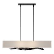 Hubbardton Forge Brindille 4 Light 42" Wide Linear Chandelier Black / Flax
