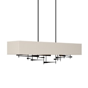 Hubbardton Forge Cavaletti 4 Light 42" Wide Linear Pendant Black / Flax
