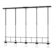 Hubbardton Forge Erlenmeyer 5 Light 48" Wide Linear Pendant Black / Clear