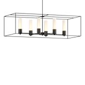 Hubbardton Forge Portico 6 Light 42" Wide LED Multi Light Pendant Black / Black / Opal