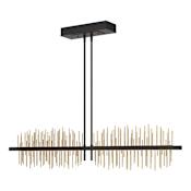 Hubbardton Forge Gossamer 52" Wide LED Linear Chandelier Black / Modern Brass