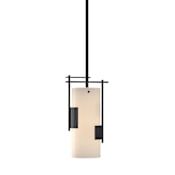Hubbardton Forge Fullered 7" Wide Mini Pendant Black / Opal
