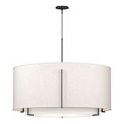 Hubbardton Forge Exos 6 Light 44" Wide Pendant Black / Flax