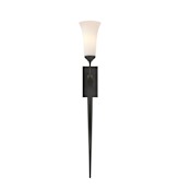 Hubbardton Forge Sweeping Taper 29" Tall Wall Sconce Black / Opal
