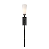 Hubbardton Forge Sweeping Taper 28" Tall Wall Sconce with Customizable Glass Shade Black / Opal