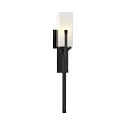 Hubbardton Forge Mediki 25" Tall Wall Sconce with Customizable Glass Shade Black / Opal