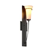 Hubbardton Forge Banded 21" Tall Wall Sconce Black / Opal