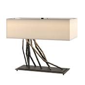 Hubbardton Forge Brindille 2 Light 17" Tall Novelty Table Lamp with Customizable Fabric Shade Black / Flax