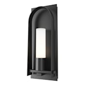 Hubbardton Forge Triomphe 16" Tall Outdoor Wall Sconce Coastal Black / Opal