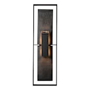 Hubbardton Forge Shadow Box 2 Light 34" Tall Outdoor Wall Sconce Coastal Black / Slate / Clear Glass