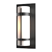 Hubbardton Forge Banded 16" Tall Outdoor Wall Sconce Coastal Black