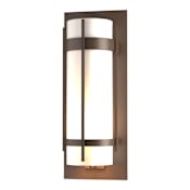 Hubbardton Forge Banded 26" Tall Outdoor Wall Sconce Coastal Bronze / Opal