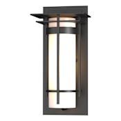 Hubbardton Forge Banded 13" Tall Outdoor Wall Sconce Coastal Black / Opal