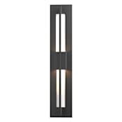 Hubbardton Forge Double Axis 2 Light 24" Tall LED Outdoor Wall Sconce with Customizable Glass Shade Coastal Black / Clear