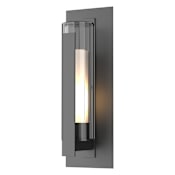 Hubbardton Forge Vertical Bar 24" Tall Outdoor Wall Sconce Coastal Black / Clear