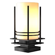 Hubbardton Forge Banded 13" Tall Pier Mount Post Light Coastal Black / Opal