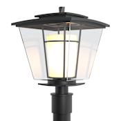 Hubbardton Forge Beacon Hall 19" Tall Post Light Coastal Black / Clear