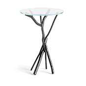 Hubbardton Forge Brindille 18" Diameter Glass Top Aluminum and Glass Table Black