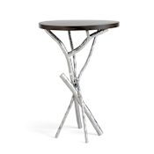 Hubbardton Forge Brindille 18" Diameter Maple Wood Top Metal End Table Sterling / Espresso