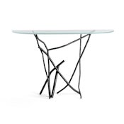 Hubbardton Forge Brindille 52" Wide Glass Top Aluminum and Glass Table Black