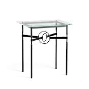 Hubbardton Forge Equus 22" Wide Glass Top Glass, Leather, and Metal Table Black / Black / Black